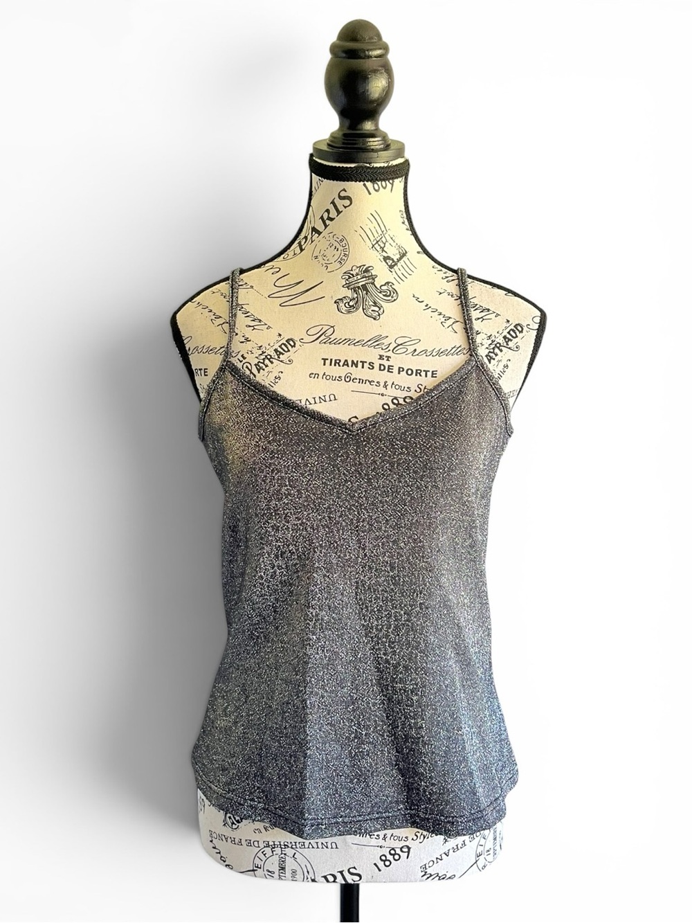 Y2K CYC Coco Futuristic Rave Club Silver Metallic Cami Tank Top